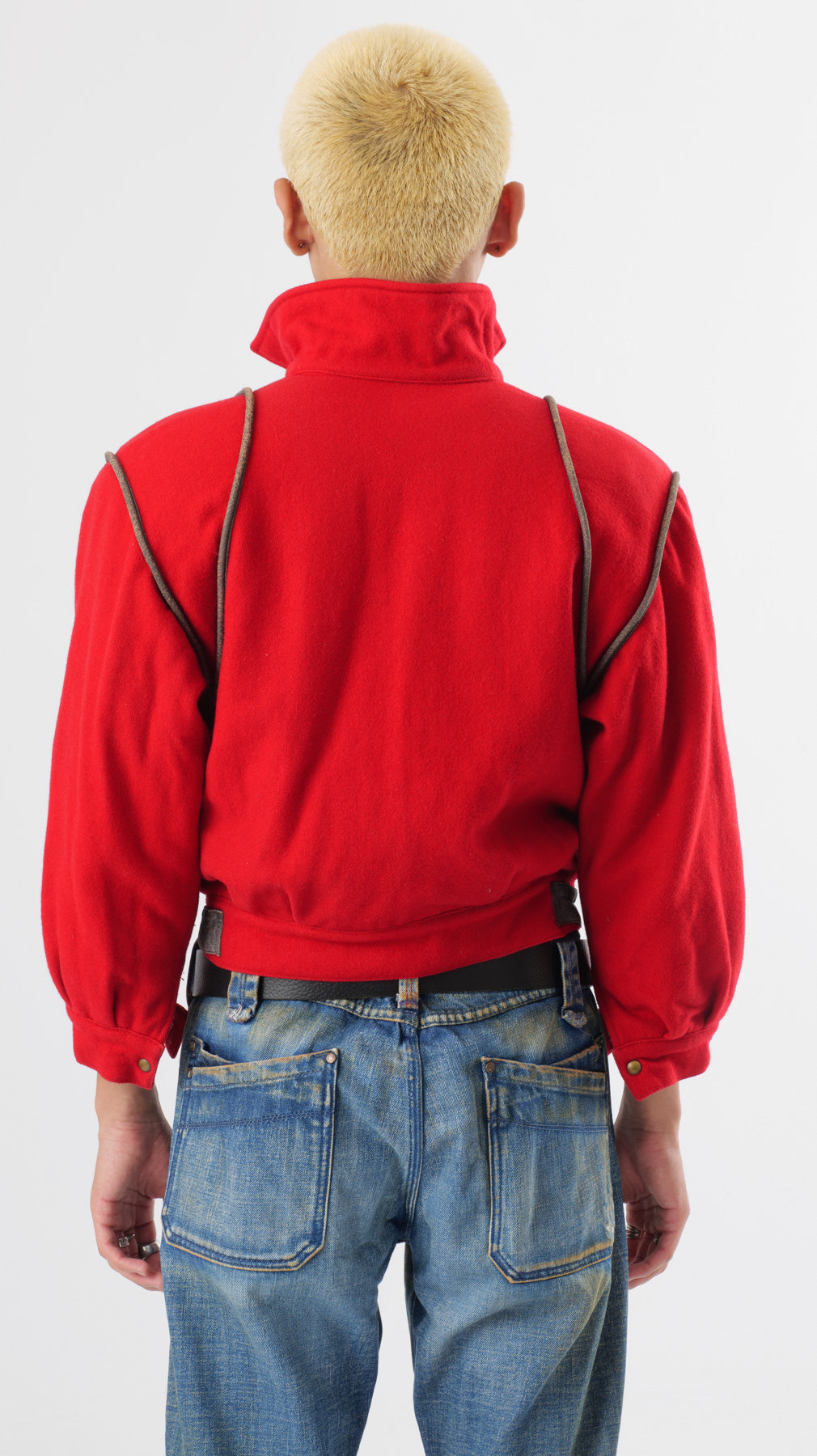 1980’s RED WOOL CROPPED BOMBER JACKET (S/M)