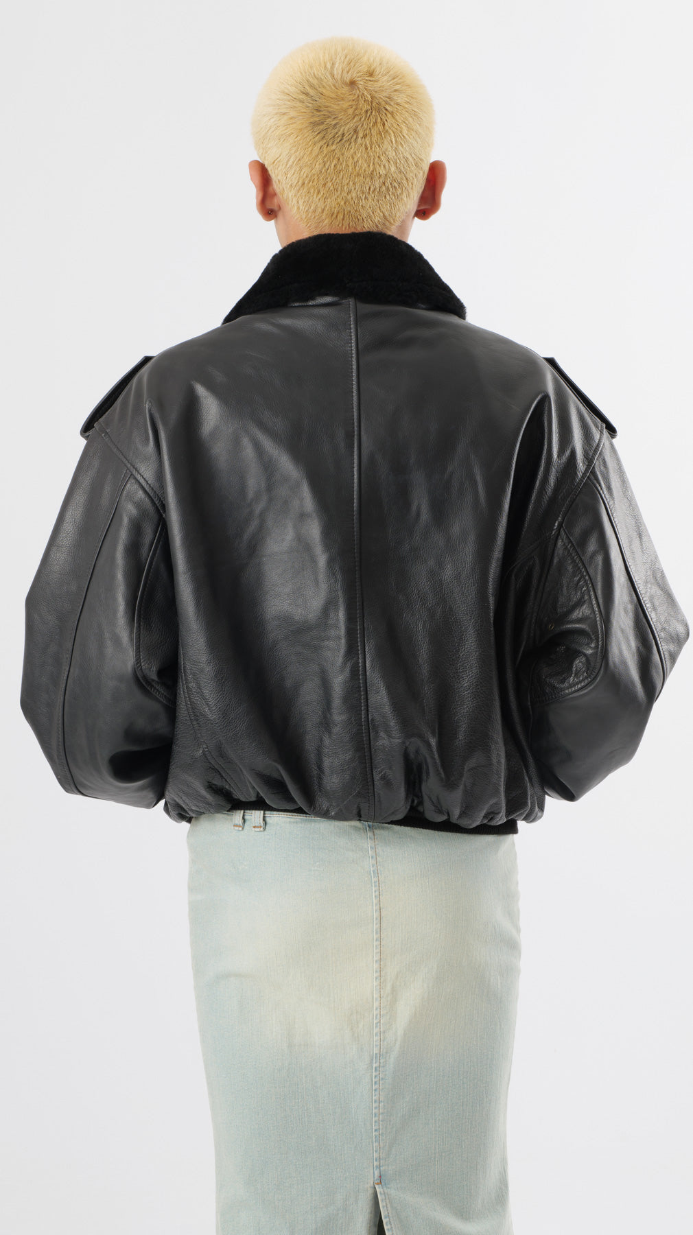 1980s Aviator Leather Cropped Jacket (M)