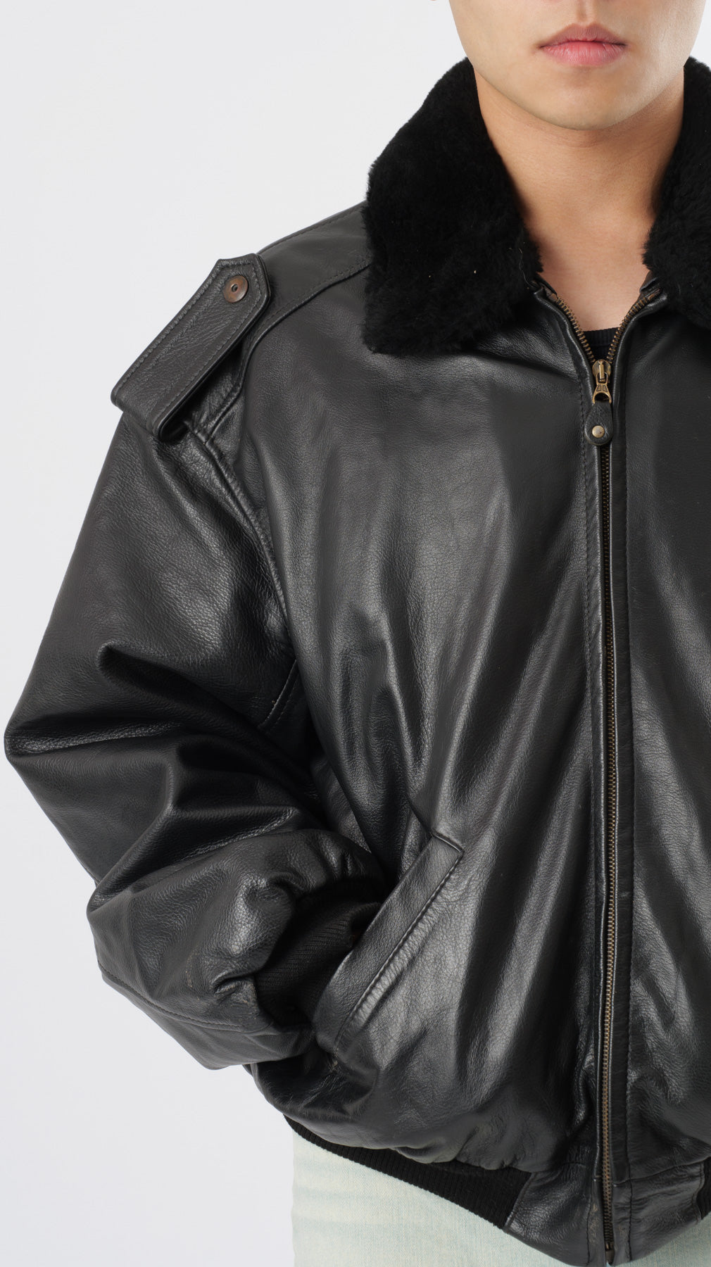 1980s Aviator Leather Cropped Jacket (M)