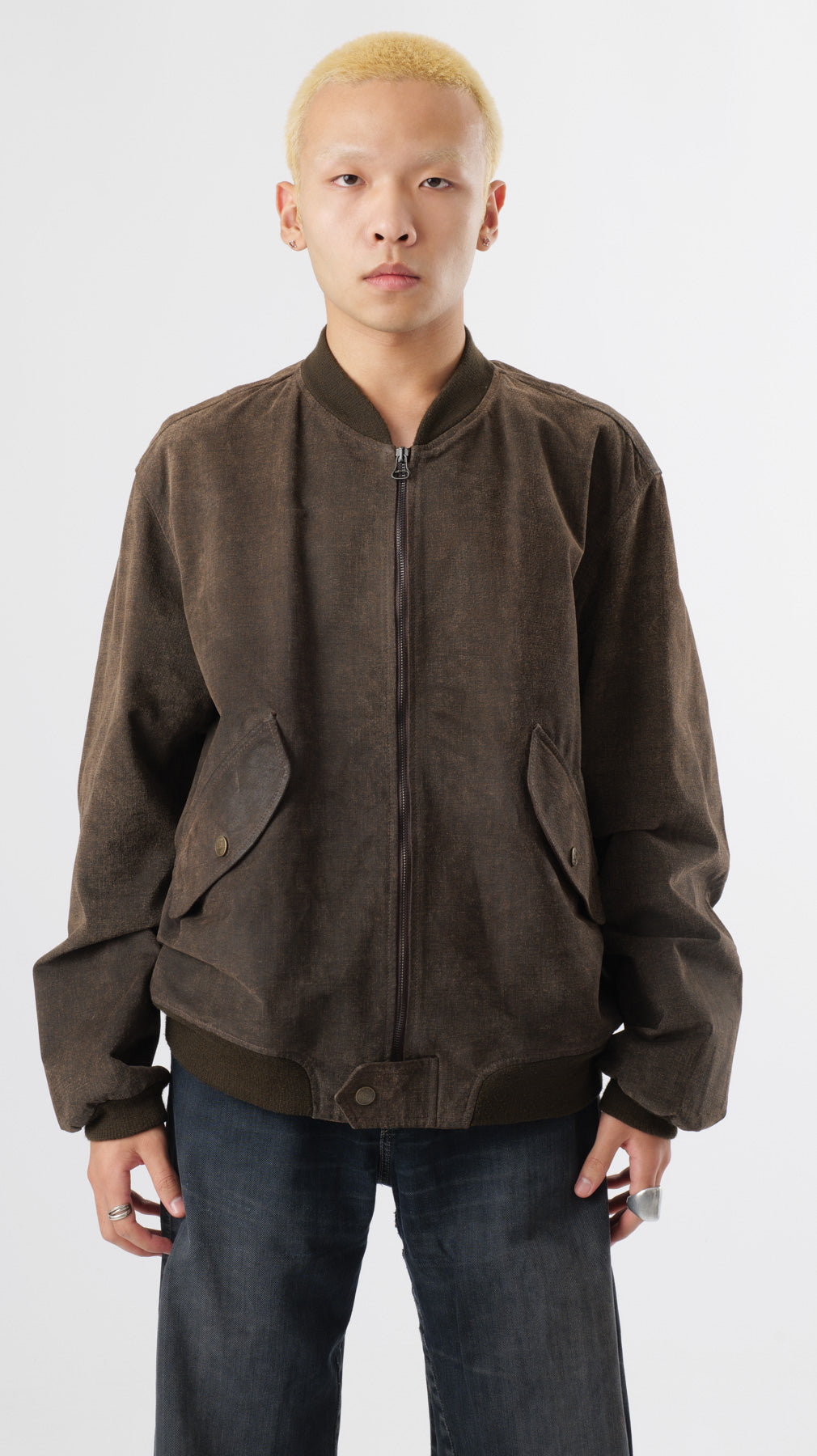 Armani 1990s Leather Bomber jacket (L)