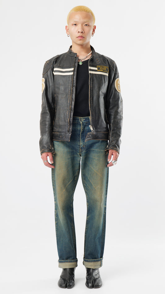 BOMB BOOGIE DISTRESSED RACER JACKET (M)