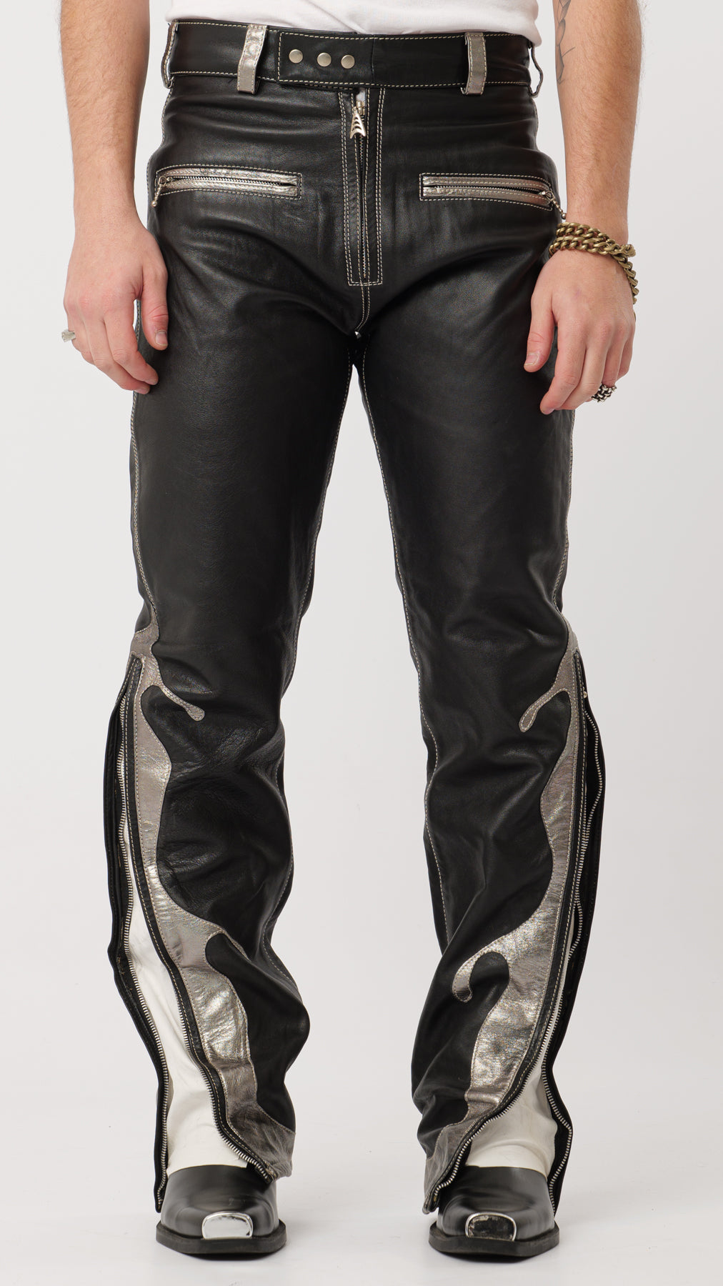 1990s FLAME LEATHER PANT